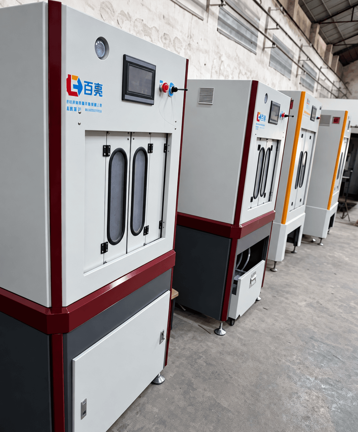 Completed Bailiang diamond wire cutting machines arranged for inspection